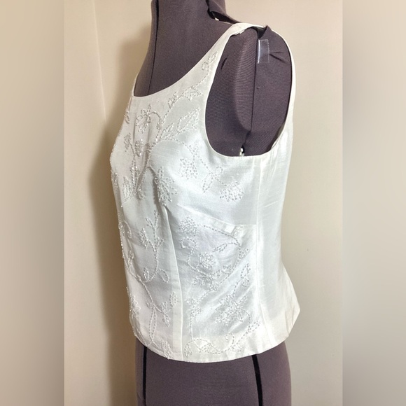 Vtg Anne Taylor Satin Silk Beaded Top 6P Ivory Bridal Wedding Separates Sparkle - Picture 3 of 14